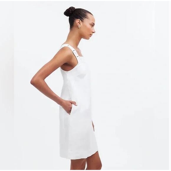 Madewell Georgia Embroidered Tank Dress 8 White NWT Linen Travel Resort Wedding - Picture 4 of 7